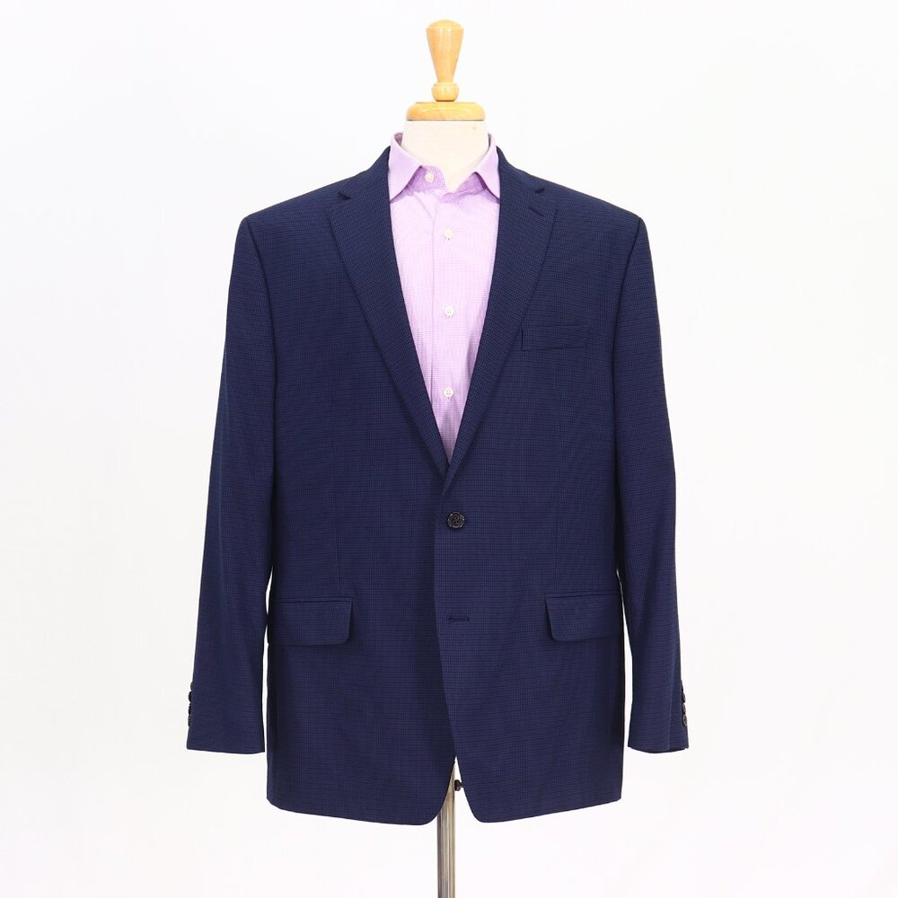 Ralph Lauren 48L Navy Blazer Sport Coat Jacket 2-Button Houndstooth T399